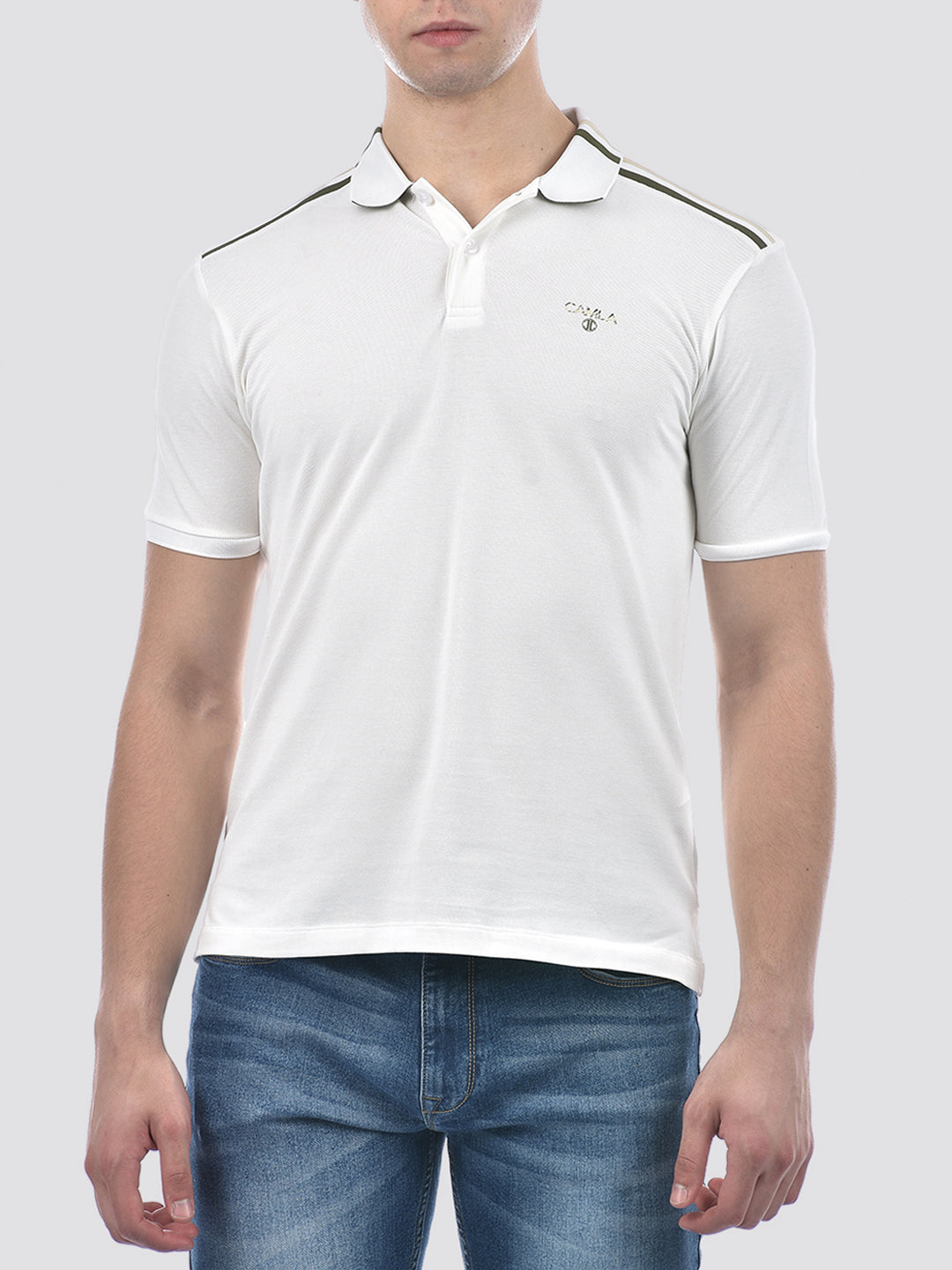 Camla Barcelona Striped Shoulder Cream Polo T-shirt