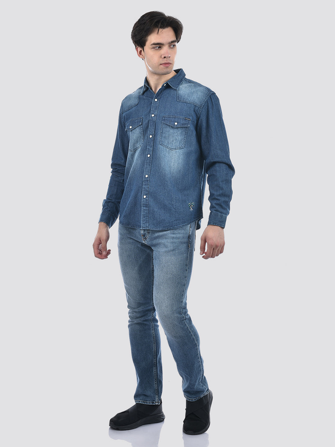 Camla Barcelona Stone Wash Dark Blue Denim Shirt