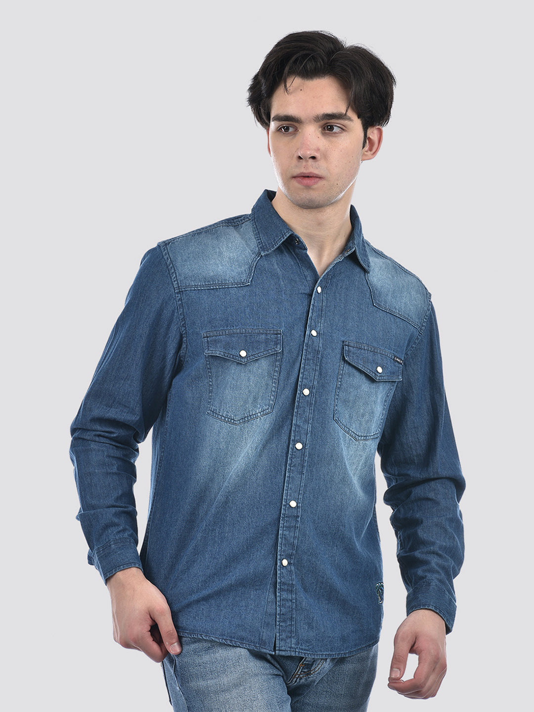 Camla Barcelona Stone Wash Dark Blue Denim Shirt