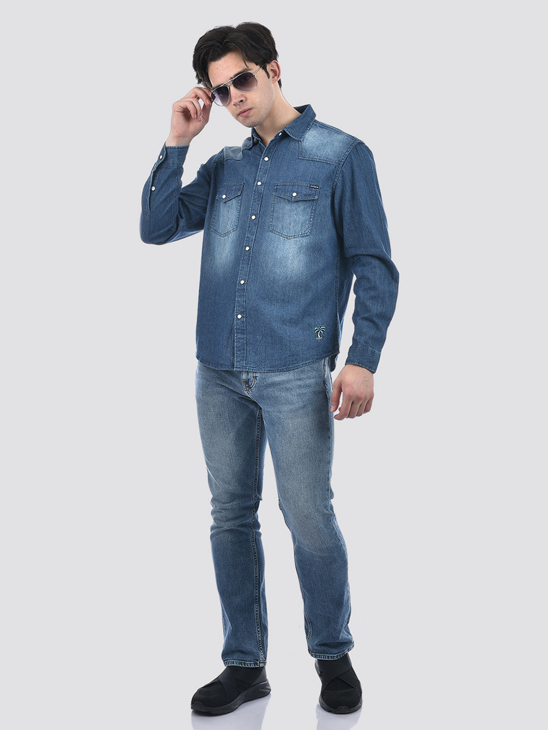 Camla Barcelona Stone Wash Dark Blue Denim Shirt