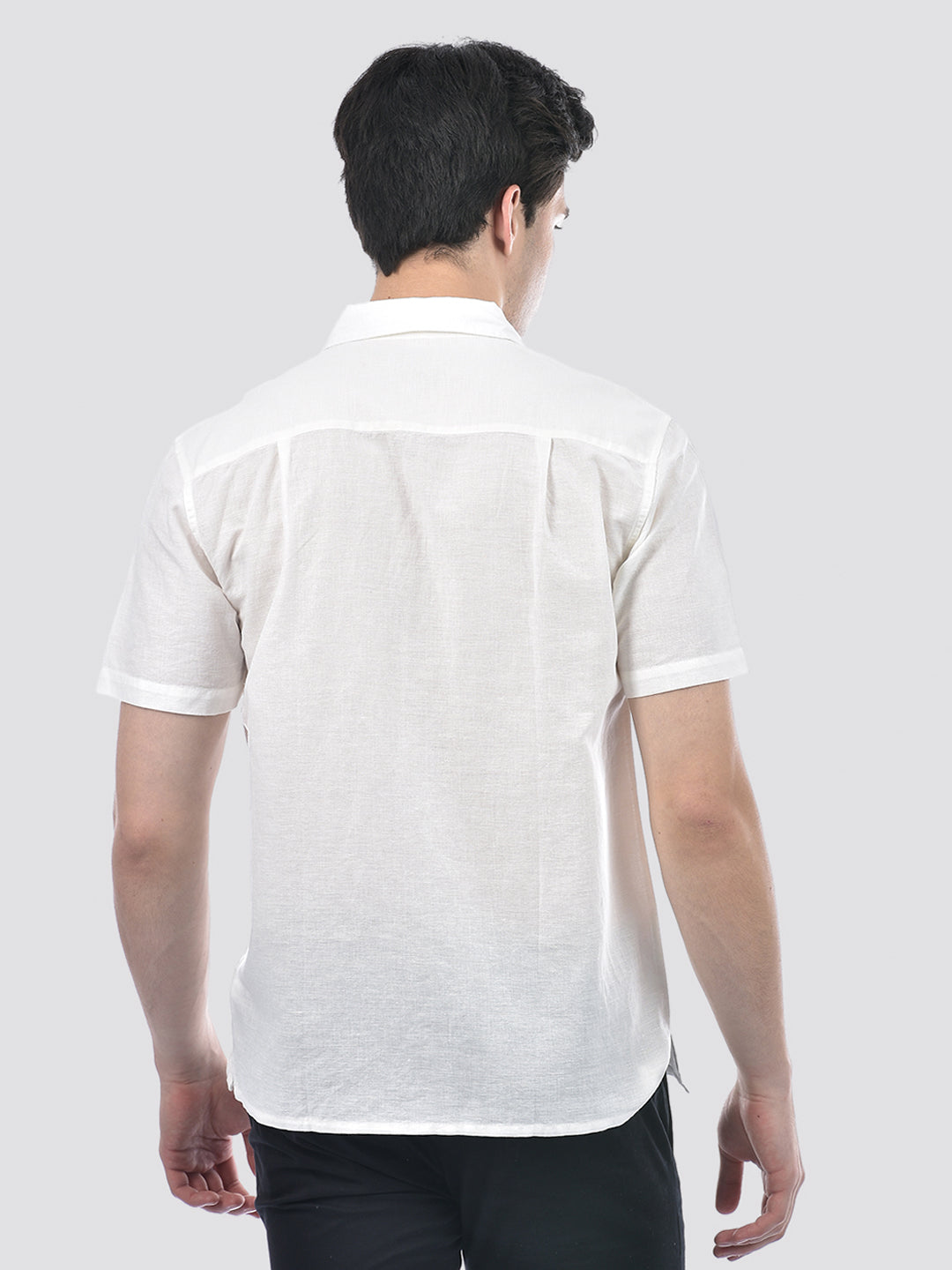 Camla Barcelona Patch Pocketed Linen Blend White Shirt