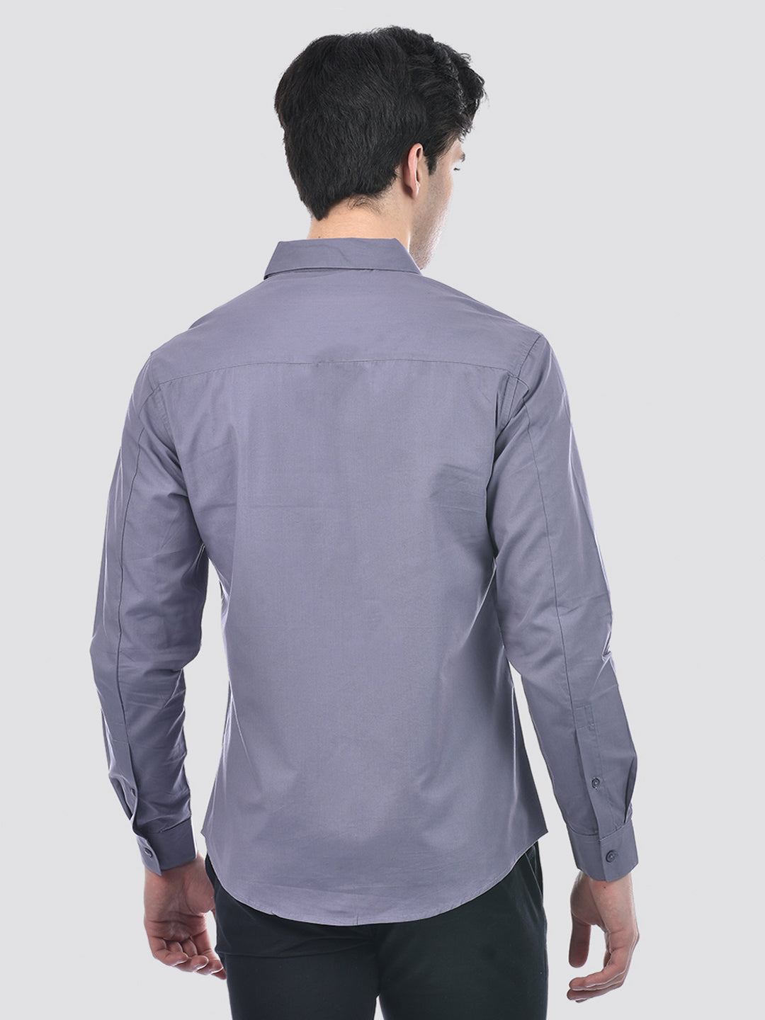 Camla Barcelona Solid Blue Cotton Blend Full Shirt